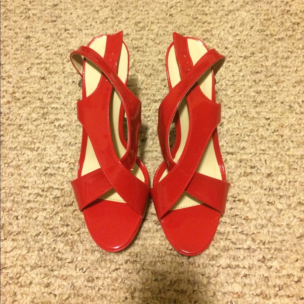 Gorgeous red strappy heels - new! - size 10